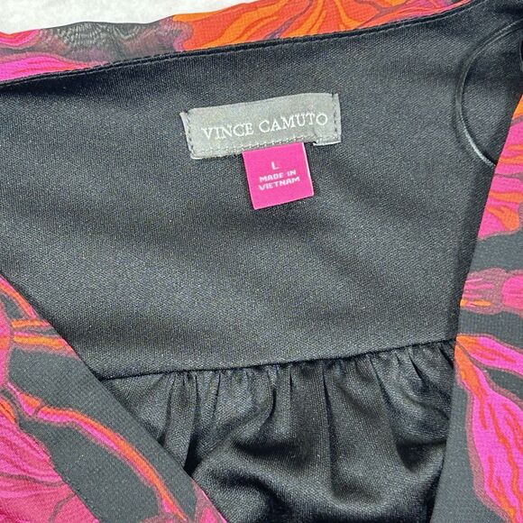 Vince Camuto Flutter Sleeve Lined Blouse Top L Floral Feminine Office Career - Picture 2 of 9